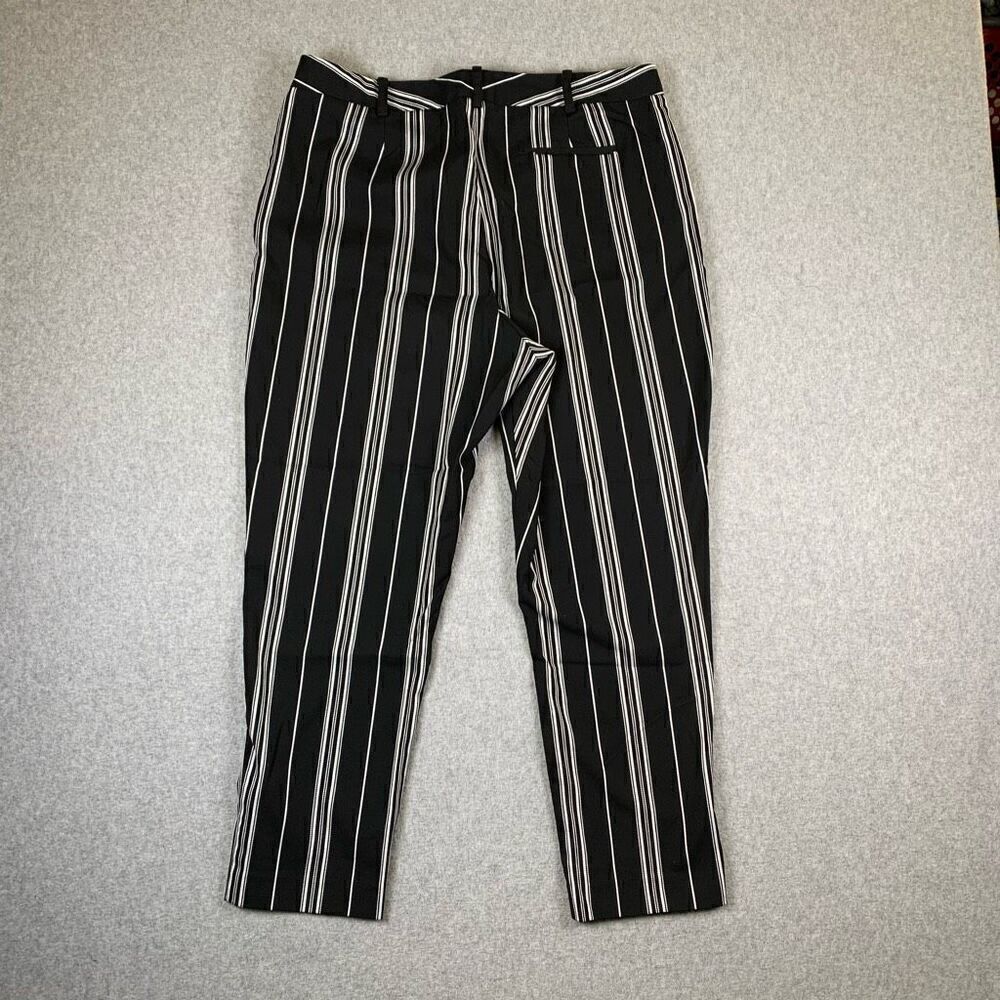 Vince Camuto Women’s Size 14 Petite Vertical Striped Modern Pants Black White